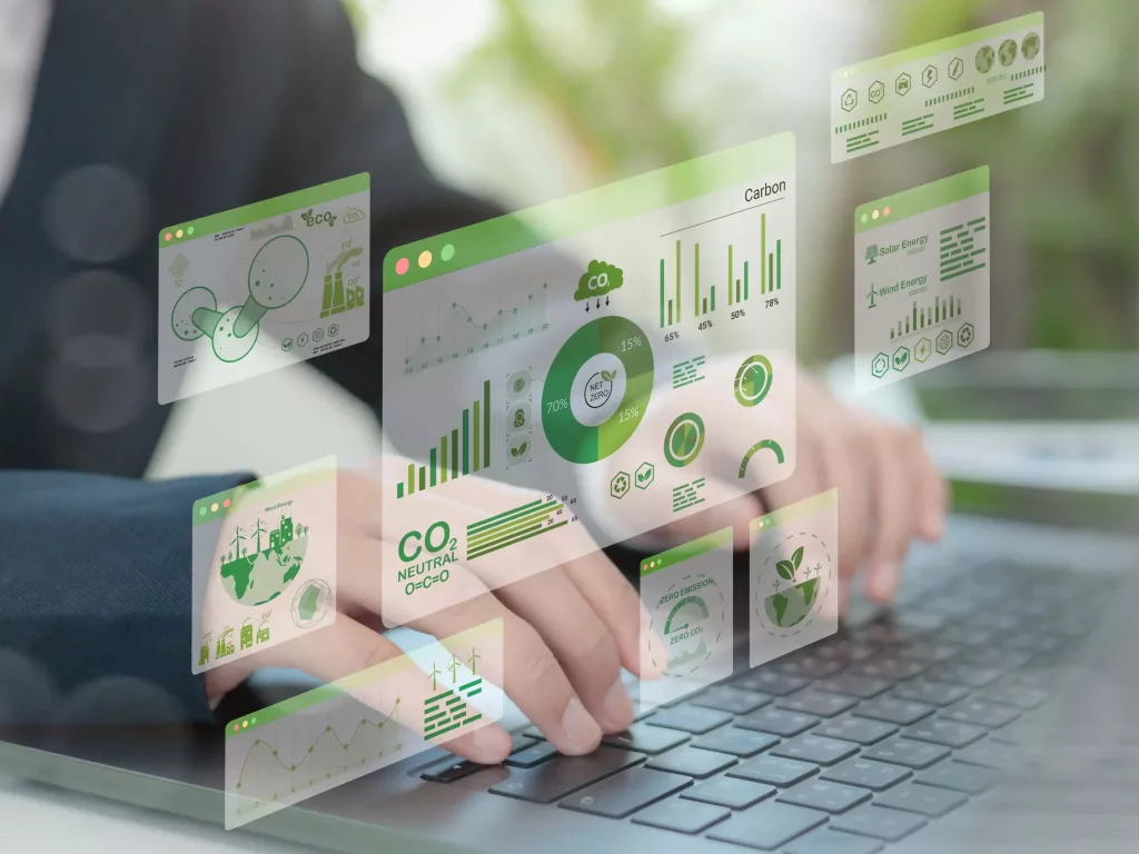 a person typing co2 emission reporting